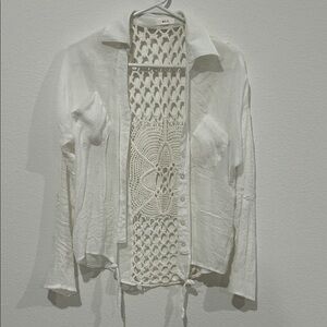 Mine White Crochet Detail Top